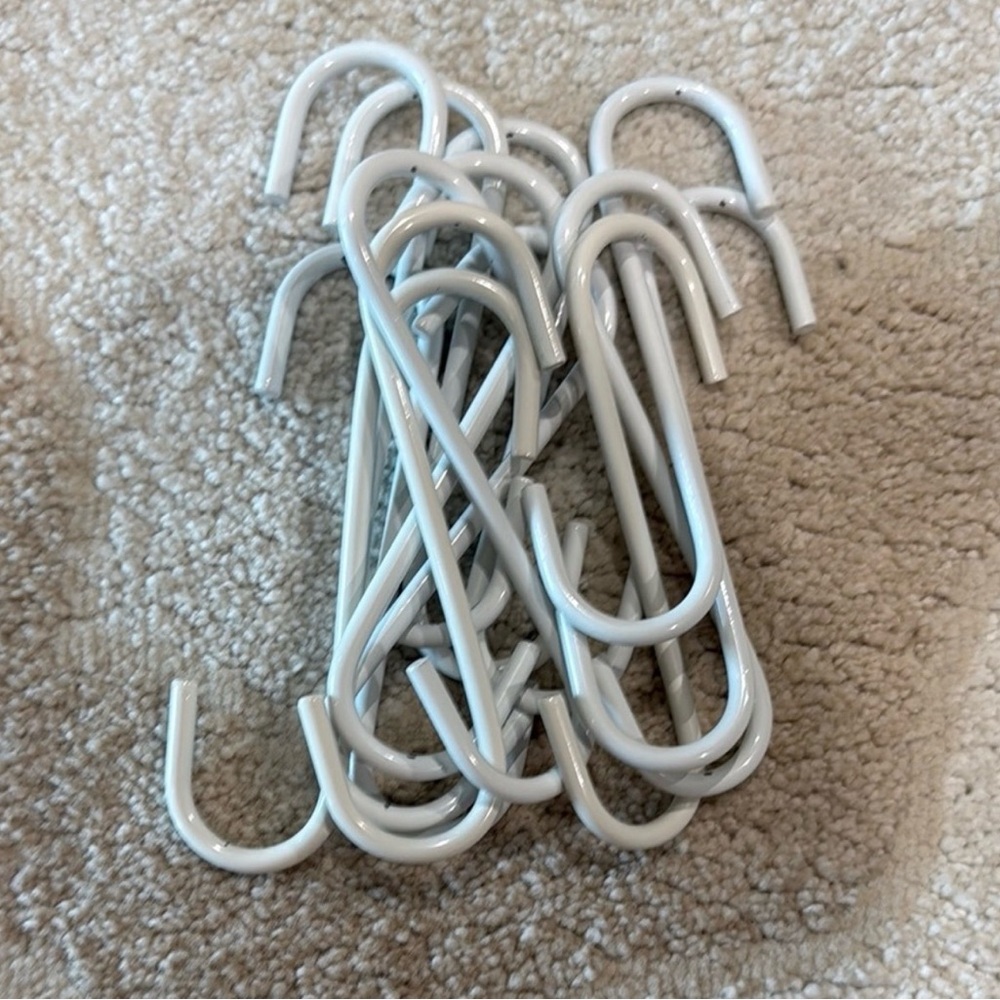 Set of 13 J hooks. Ideal for hanging jeans and shorts White Metal Wall Hooks